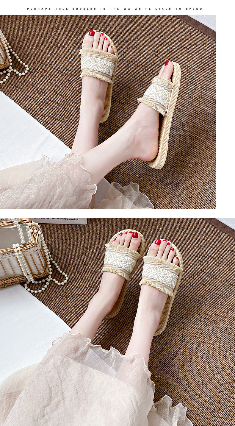 Ethnic Woven Slide Sandals