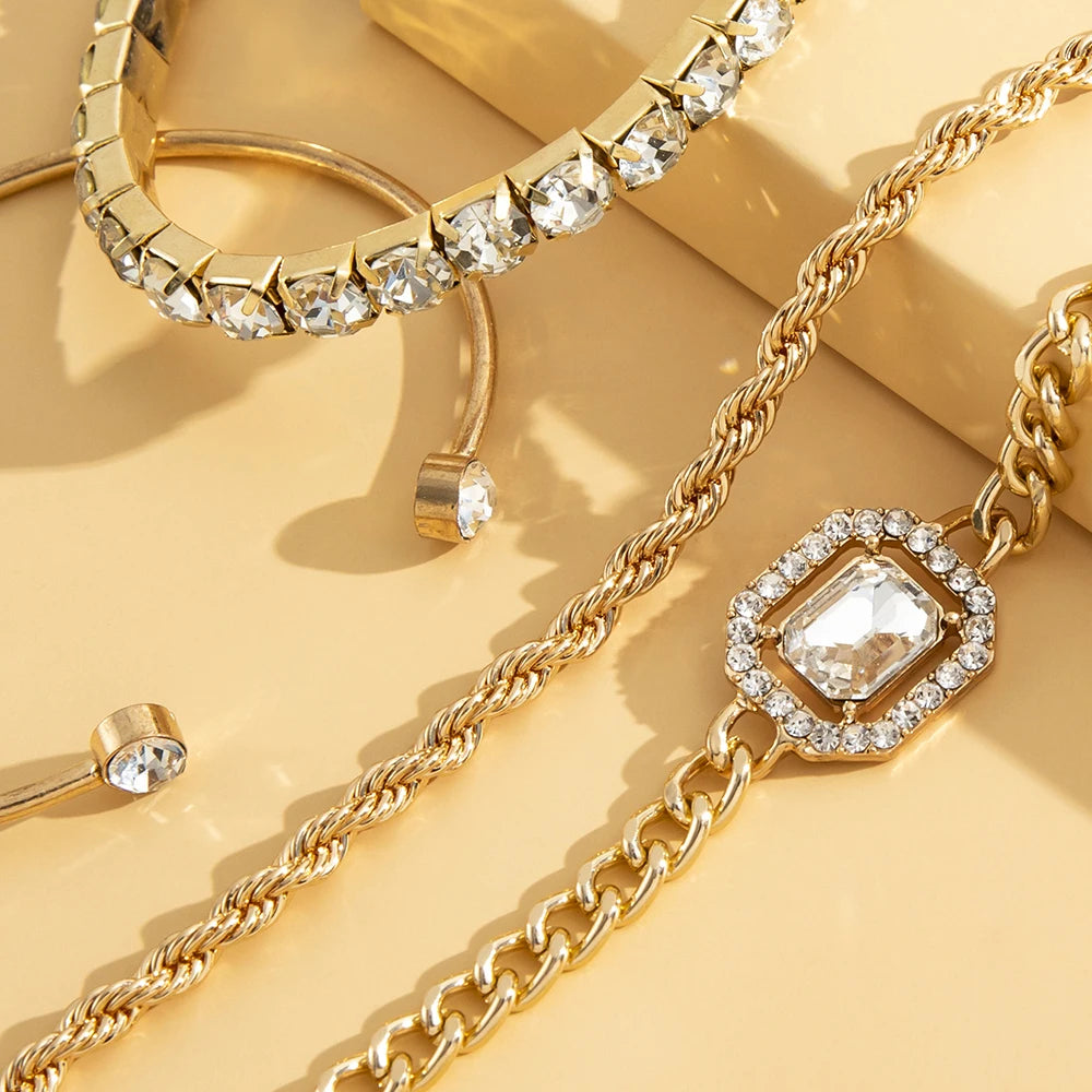 Bohemian Crystal Bracelet Set – 4 Pcs