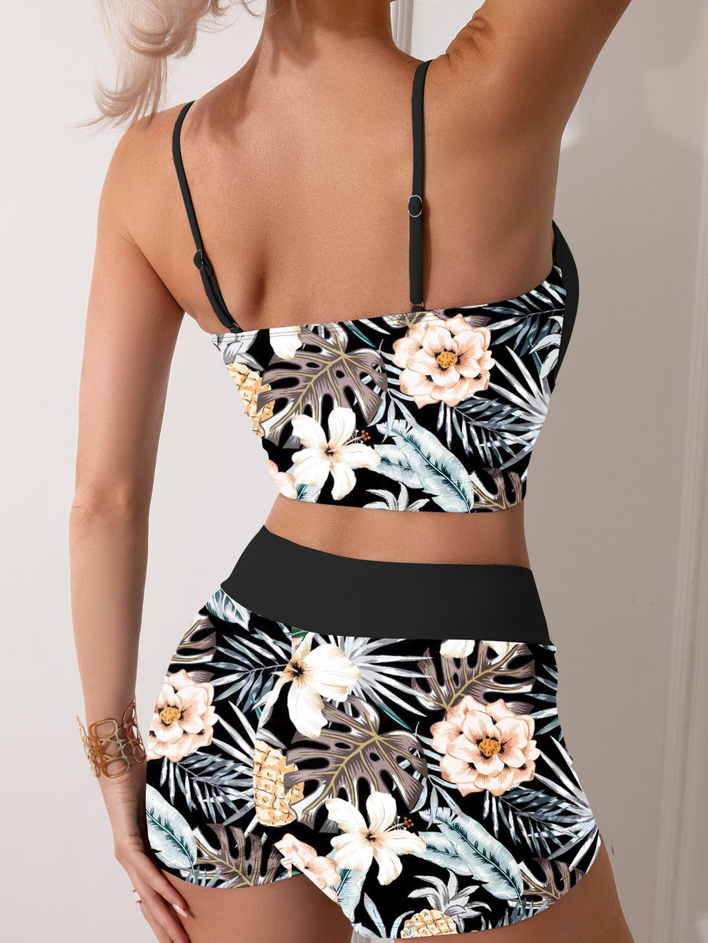 Printed Drawstring Bikini Swimsuit