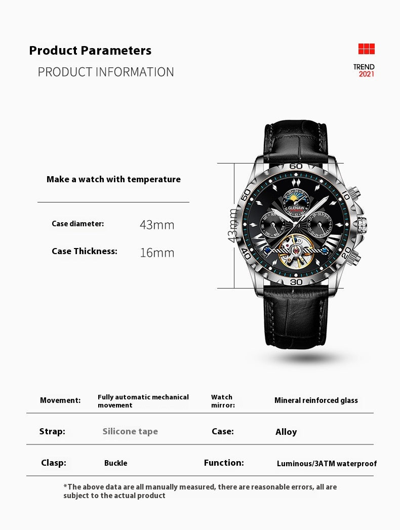 Men's Fashion Hollowed-out Watch Automatic Mechanical Watch