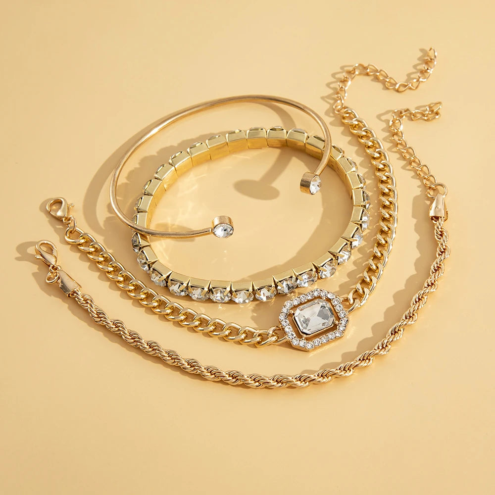 Bohemian Crystal Bracelet Set – 4 Pcs