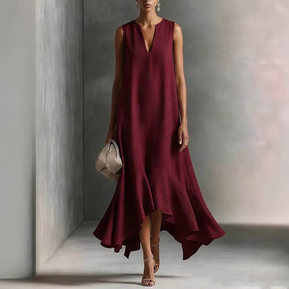 V-Neck Asymmetrical Dress