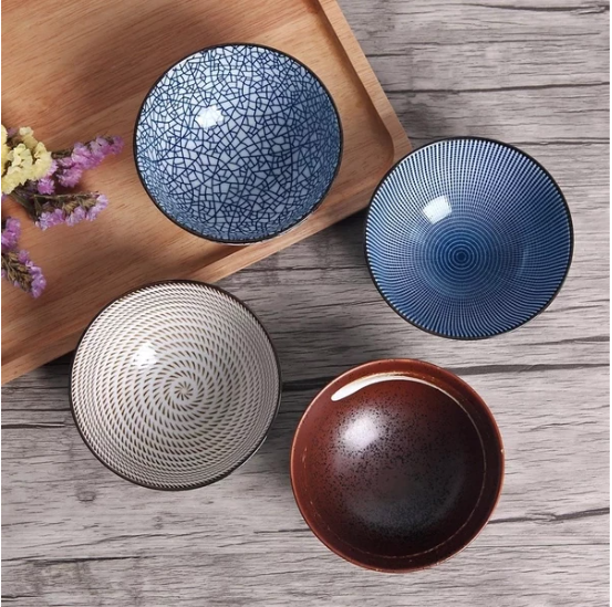 Handcrafted Porcelain Bowl - Japanese - Set of 4