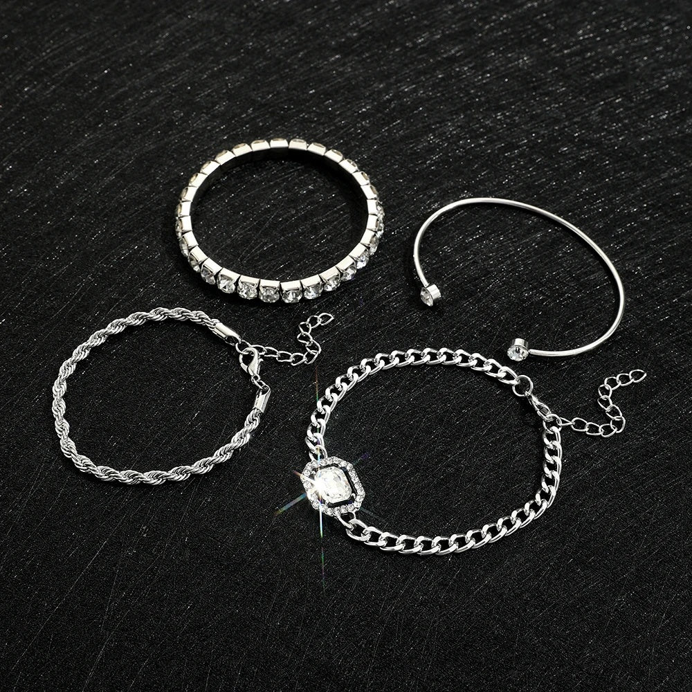 Bohemian Crystal Bracelet Set – 4 Pcs