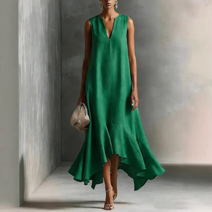 V-Neck Asymmetrical Dress