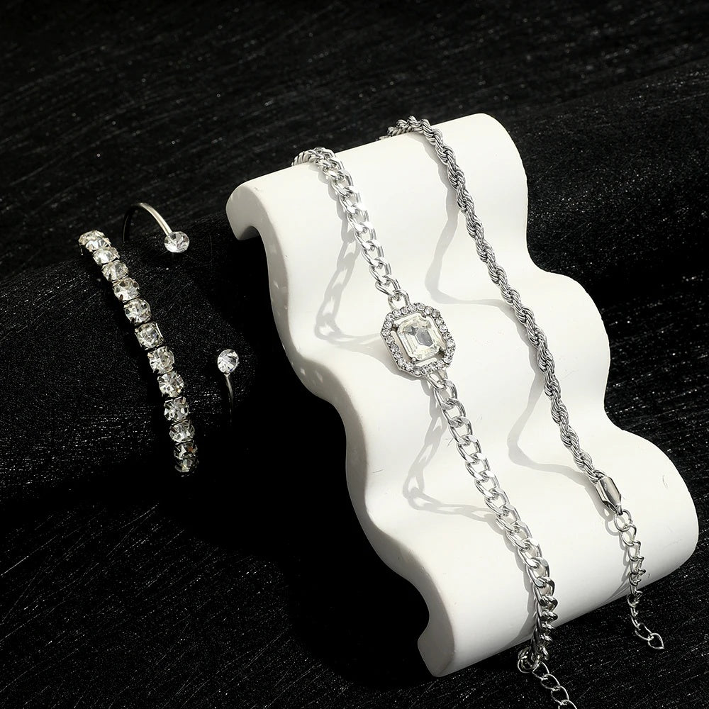 Bohemian Crystal Bracelet Set – 4 Pcs
