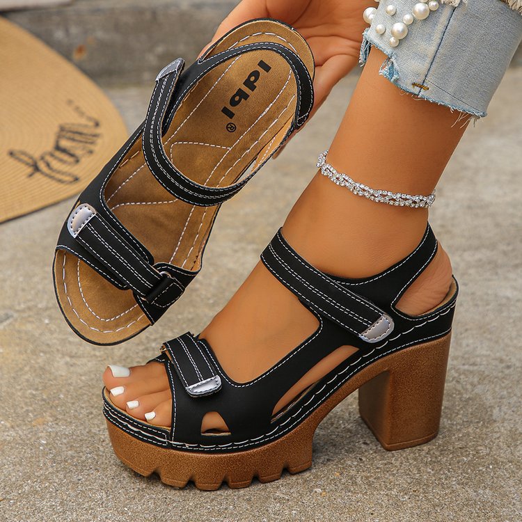 Thick Sole Straight Strap Sandals