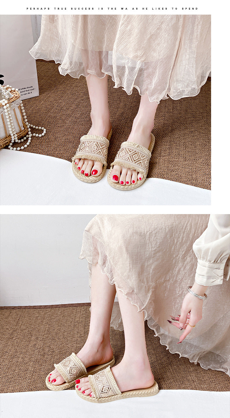 Ethnic Woven Slide Sandals
