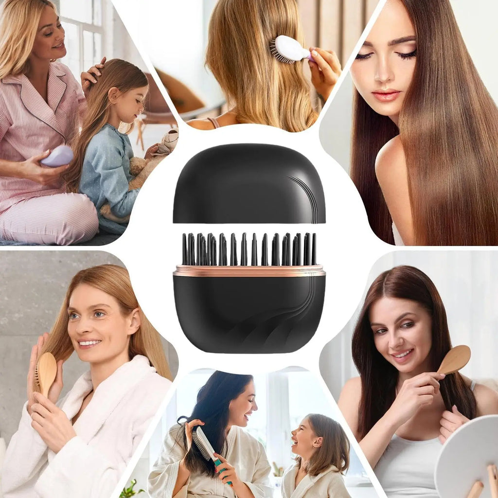 Mini Cordless Hair Straightener Brush – USB Rechargeable, Anti-Scald