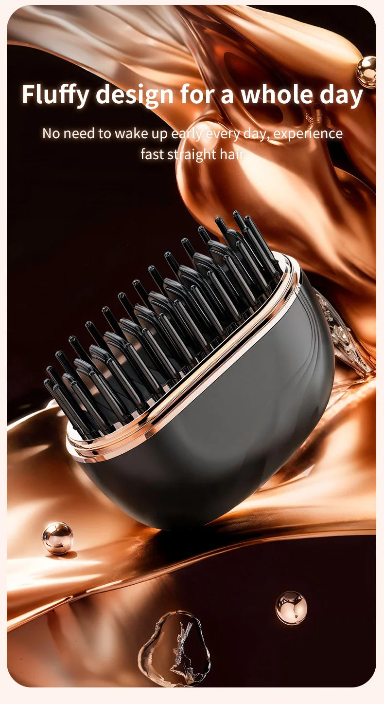 Mini Cordless Hair Straightener Brush – USB Rechargeable, Anti-Scald
