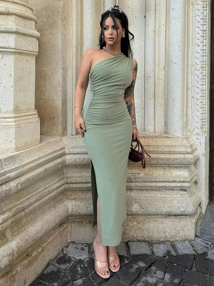 Summer Women's Maxi Dress – Sexy Sleeveless Backless Split Club Dress