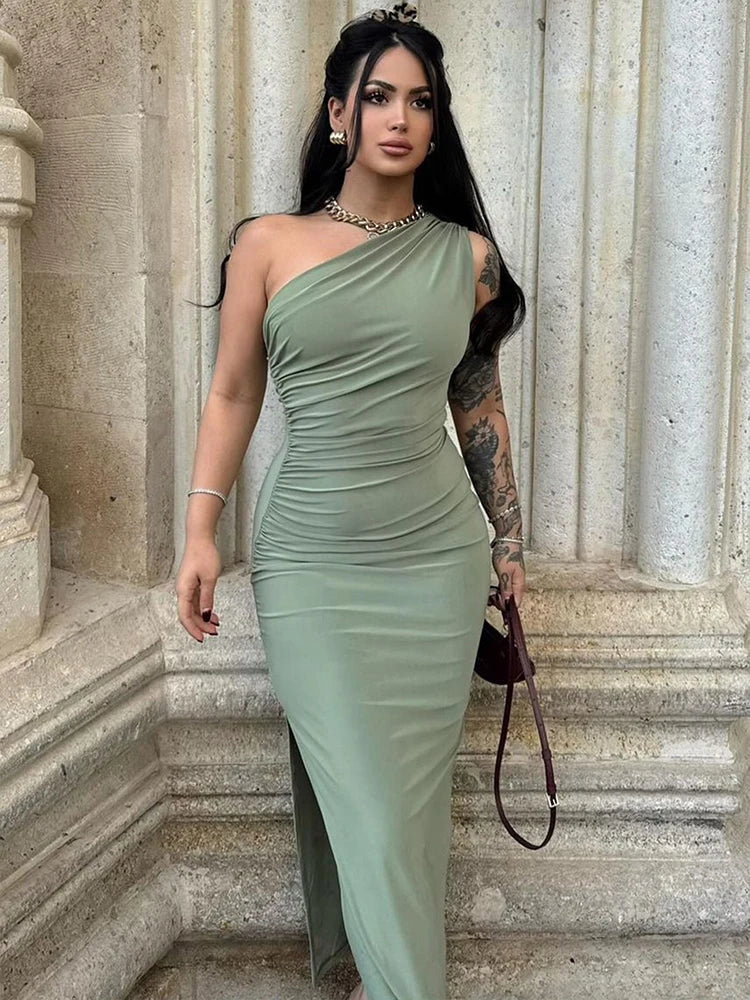 Summer Women's Maxi Dress – Sexy Sleeveless Backless Split Club Dress