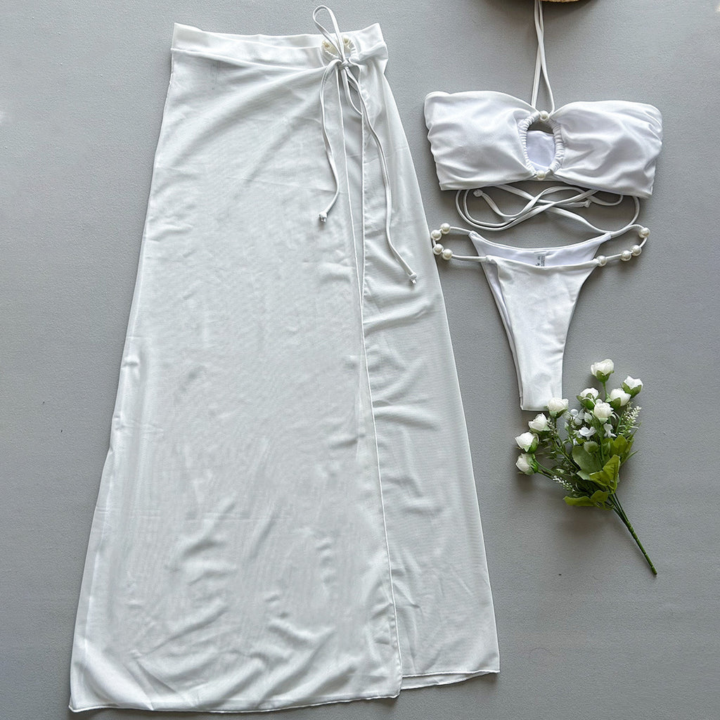 Halter Neck Split Three-Piece Swimsuit