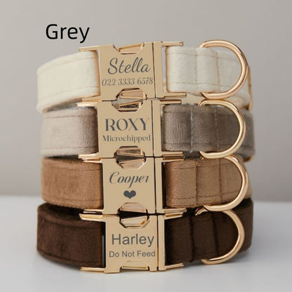 Velvet Bow Dog Collar Set
