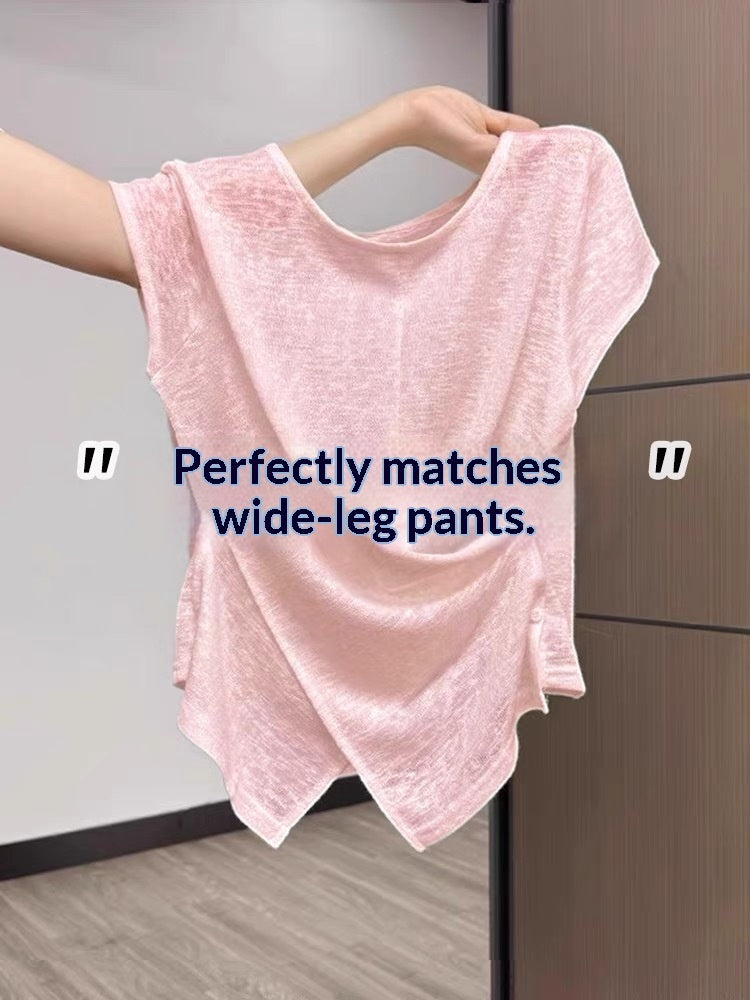Korean Crossover Hem Short-Sleeve T-Shirt