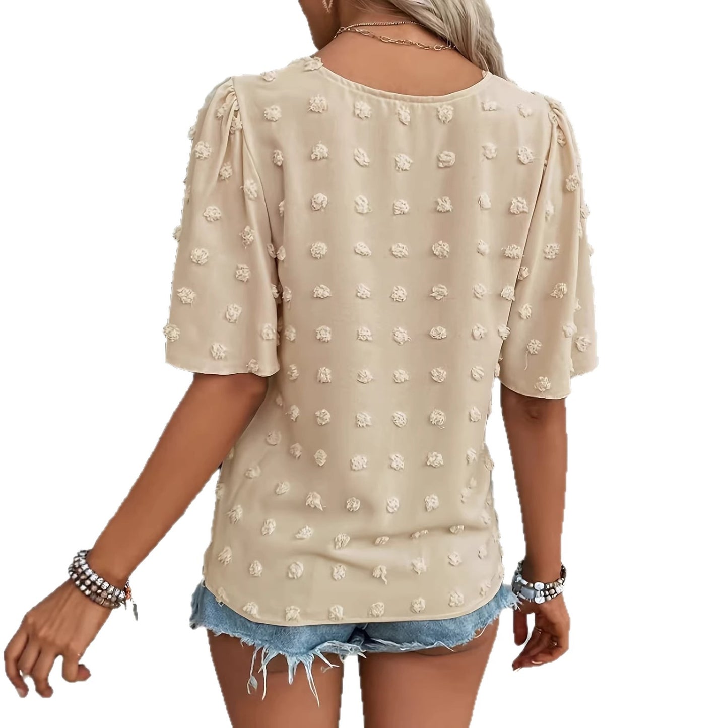 Lace-Trim Swiss Dot Top