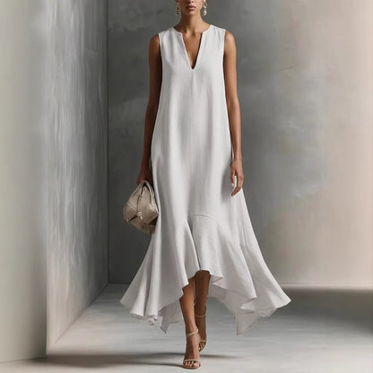 V-Neck Asymmetrical Dress
